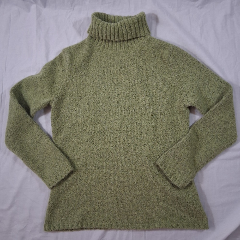 Carolyn Taylor Women's Small Sage Green Turtleneck Chunky Knit Sweater